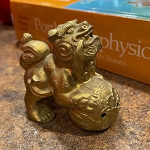 Brass Tone Metal Foo Dog Incense Burner
